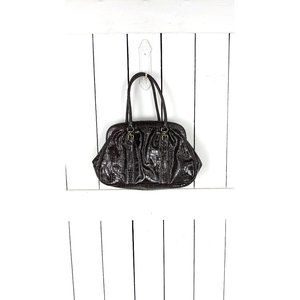90s vintage brown croc faux leather handbag purse